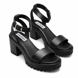 New! $79 Steve Madden Black Platform Sandals Sincere Sz 10